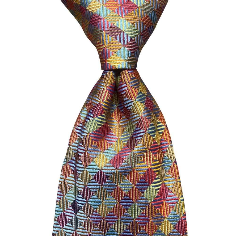 Haggar Necktie Geometric Jacquard Mens Multi Color Classic Business
